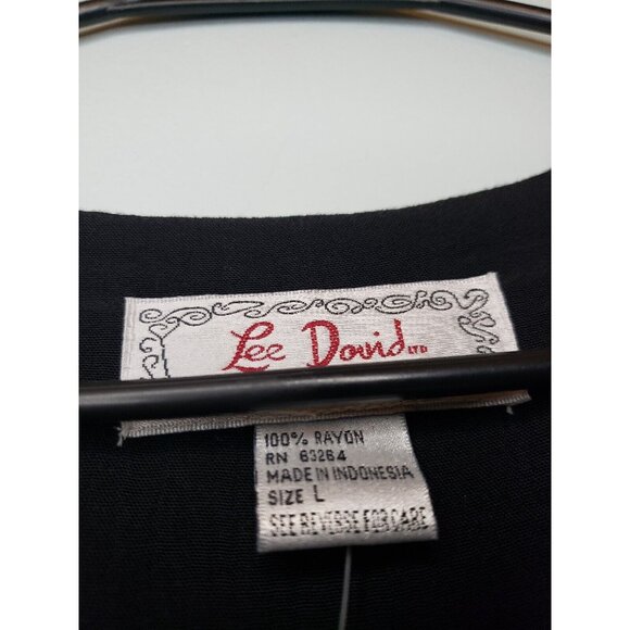 Vtg Lee David Womens L Kimono Long Sleeve Open Front Pull On Black Rayon NWT - Picture 5 of 5